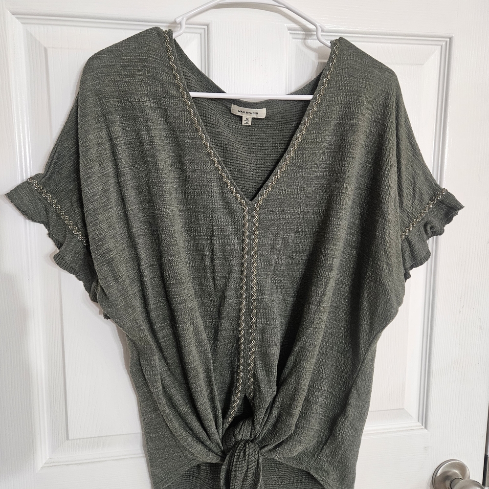 Women's Green Top with Tie Front